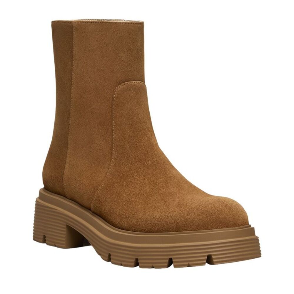 Stuart Weitzman Hudson Lite Zip Suede Bootie, Brown
